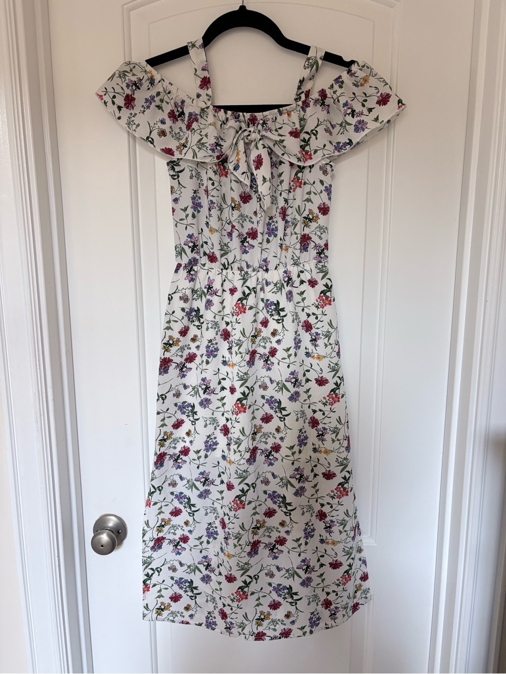 Girls White Floral Off-Shoulder Summer Dress